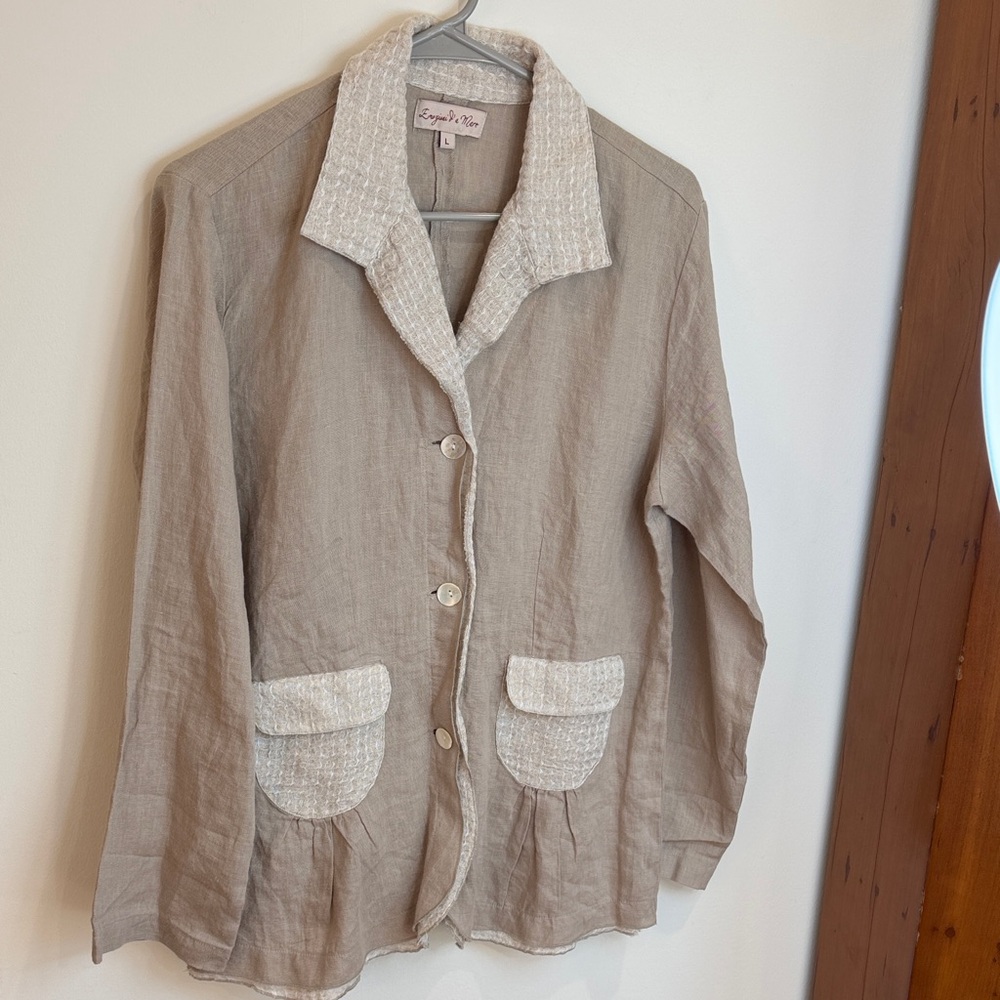 Emozioni d Amore Beige 100% Linen Jacket / Cottagecore, Earthy, Muted, Breezy